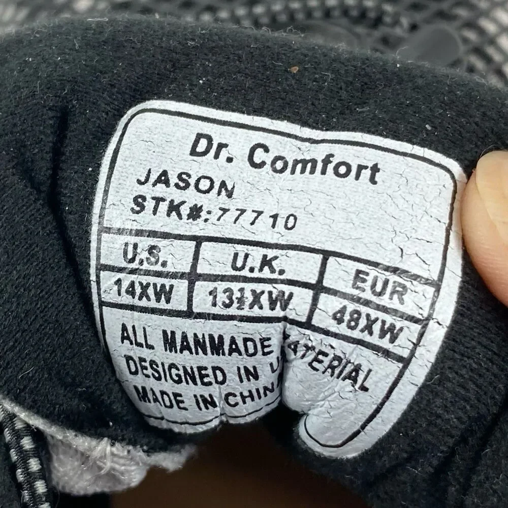 Dr. Comfort Jason Shoes Mens 14 XW Extra Wide Black Diabetic Athletic Sneakers